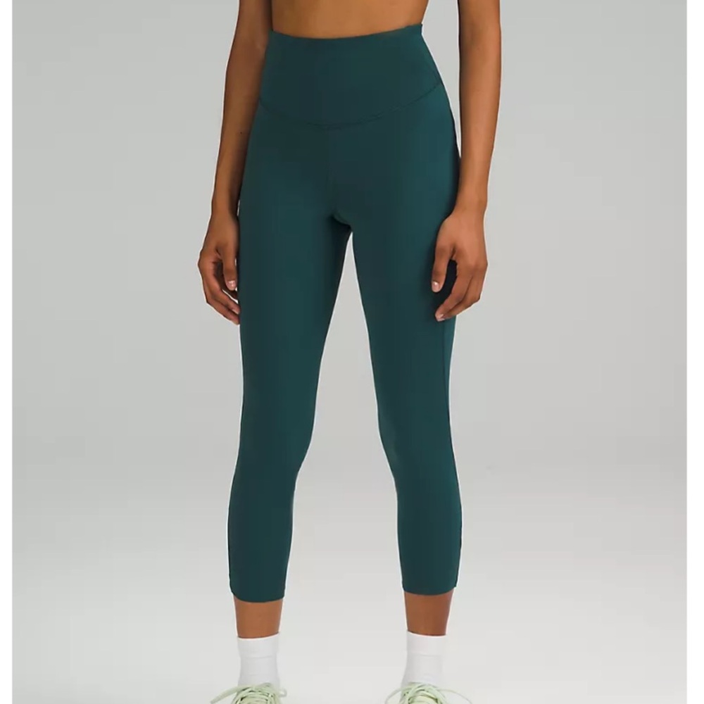 Lululemon Base Pace High Rise Crop 23” Brushed Nulux Green Jasper Size 12